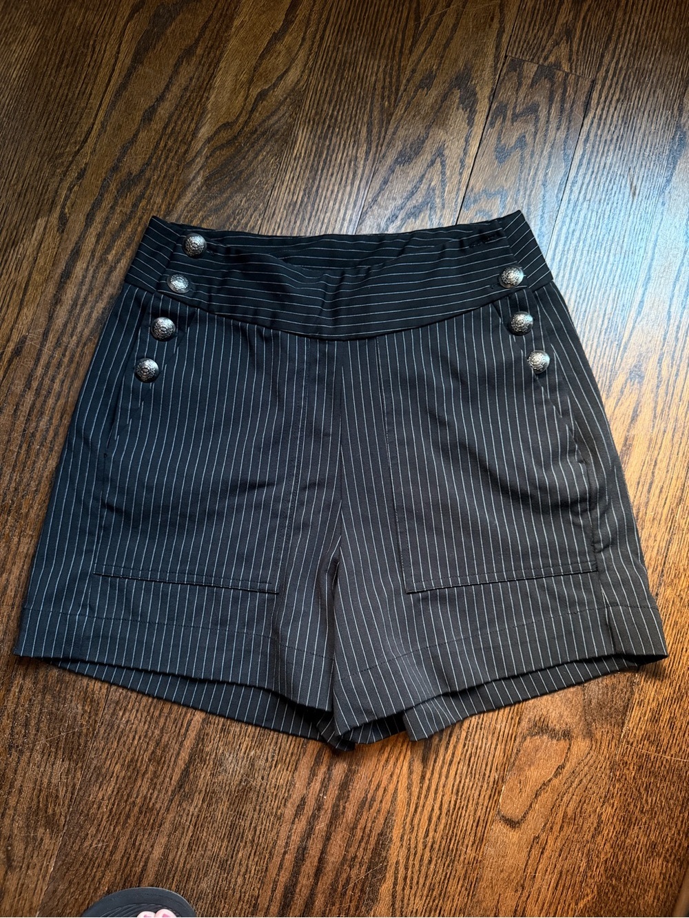 Banana Republic Black Pinstripe High-Rise Shorts